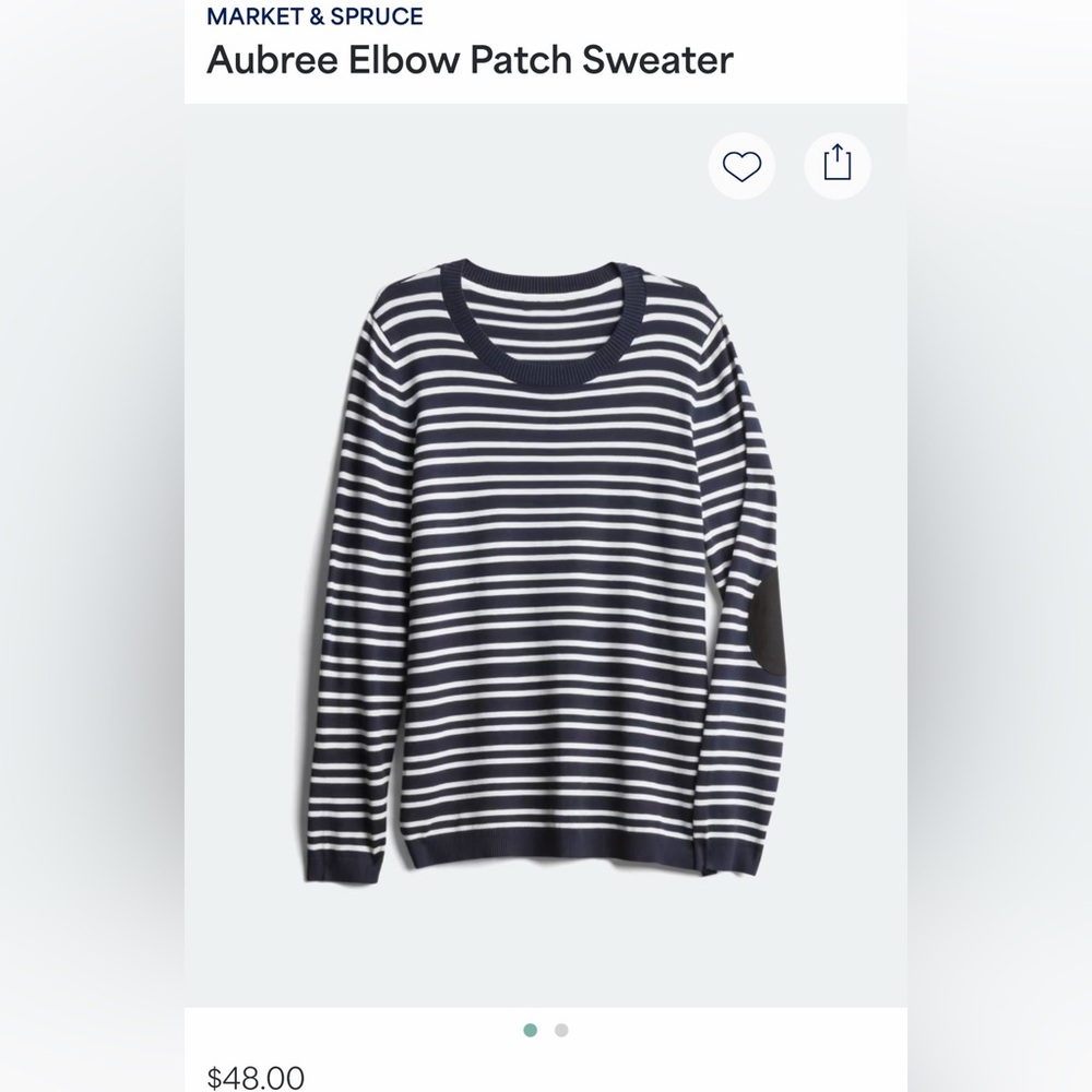 Market & Spruce Men's Navy and White Striped Crewneck Sweater